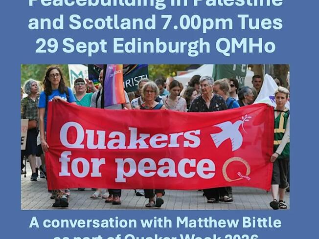 People holding Quakers for Peace banner