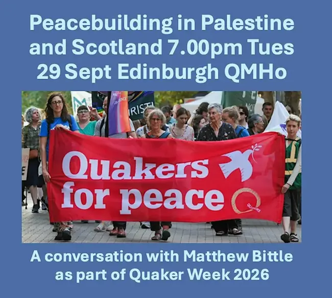 People holding Quakers for Peace banner